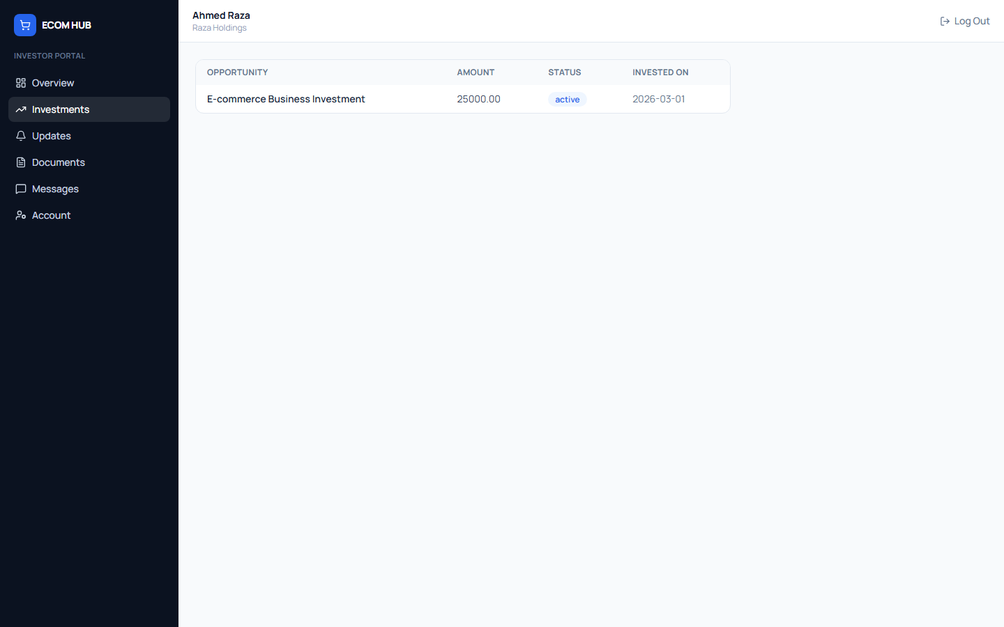Investor Portal screenshot