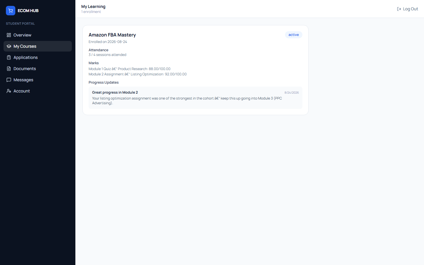 Student & Course Portal screenshot