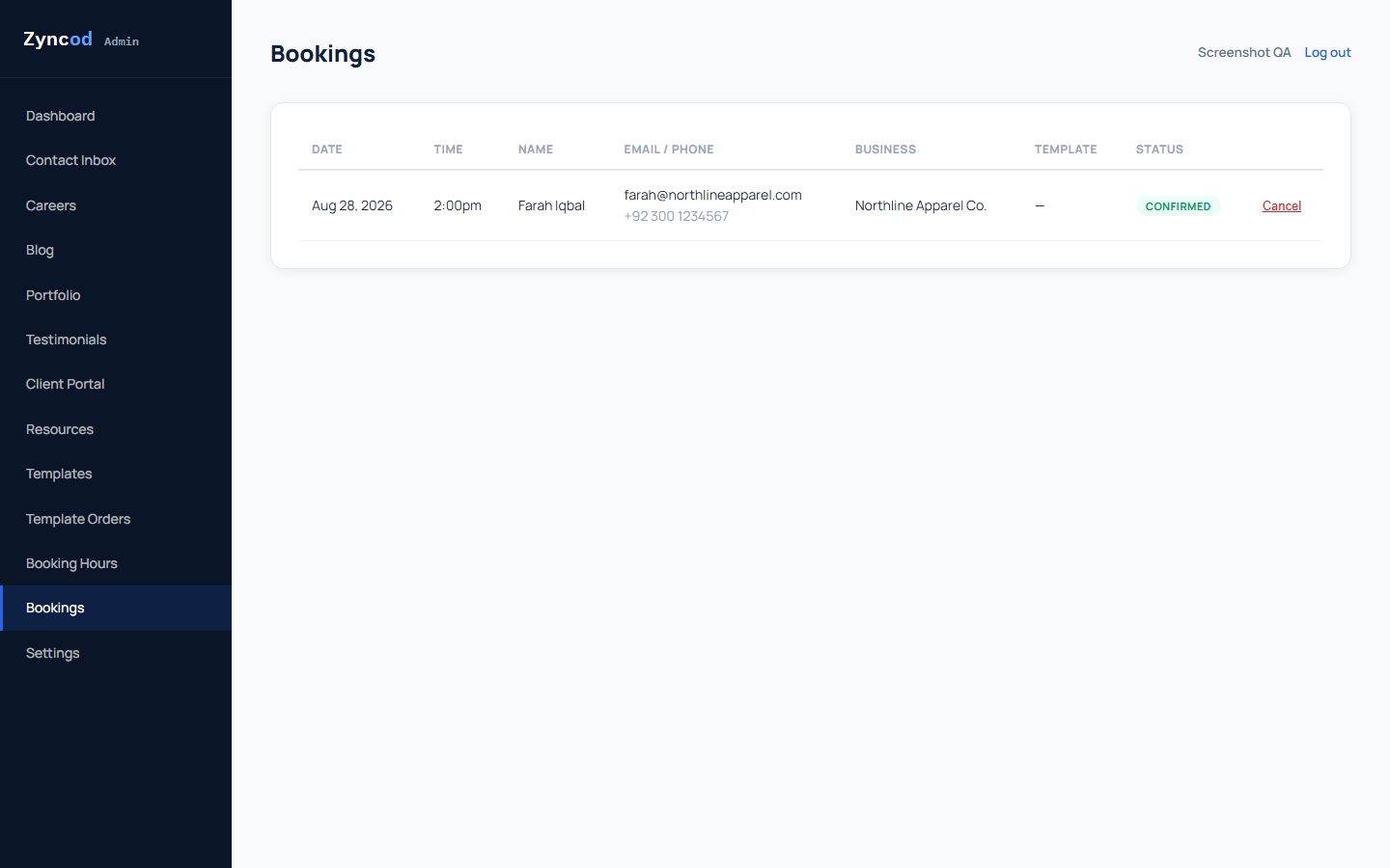 Every Booking Lands in Your Dashboard screenshot